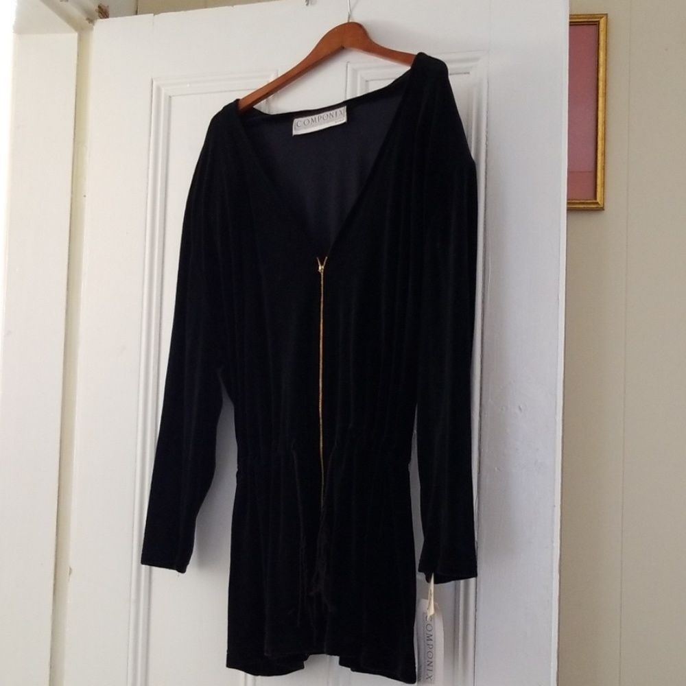 Velvet zip front top